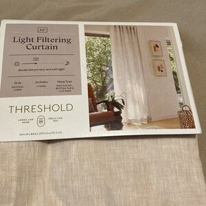Threshold linen curtain panel light filtering 54“ x 84“ modern beige rod pocket